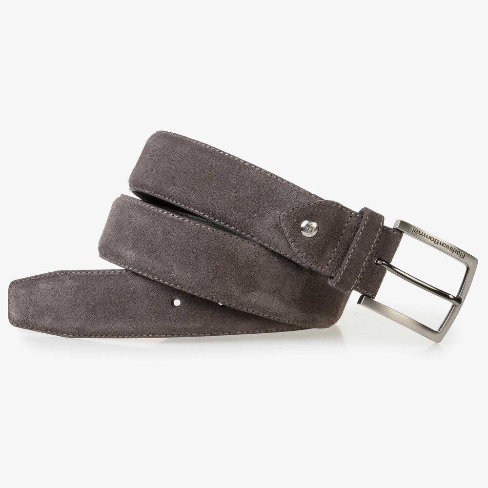 Dark grey suede leather belt