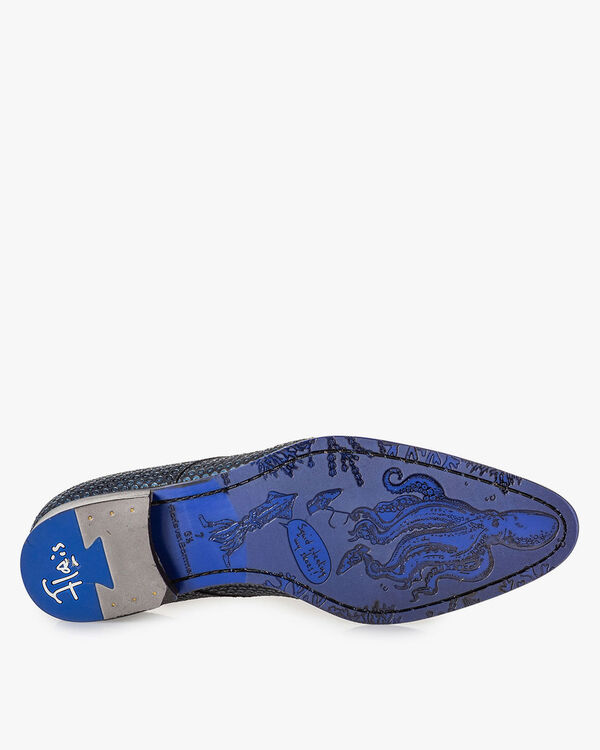 Lace shoe dark blue with print