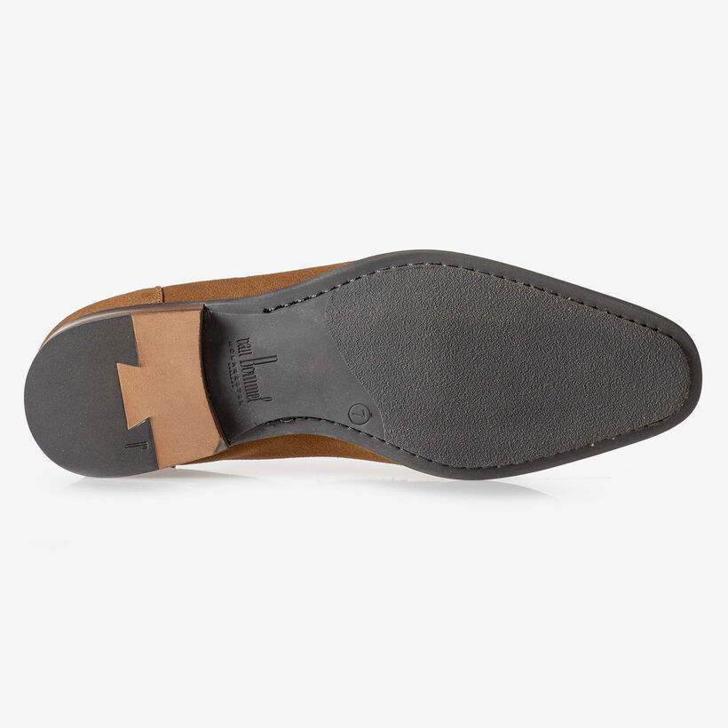 Brown suede leather loafer