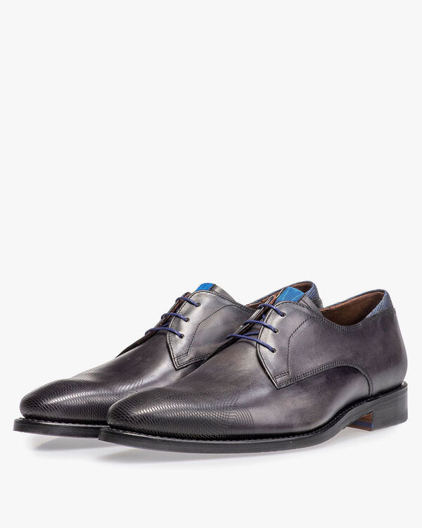 Grey calf leather lace shoe