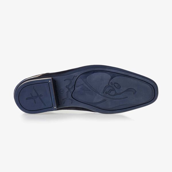 Dark blue mid-high suede leather lace boot