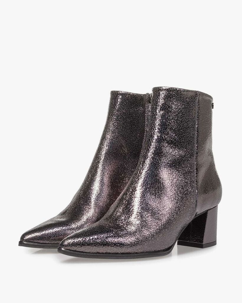 Dark grey ankle boots metallic print
