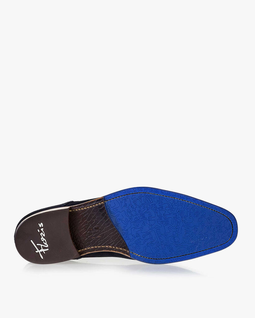 Lace boot suede leather blue