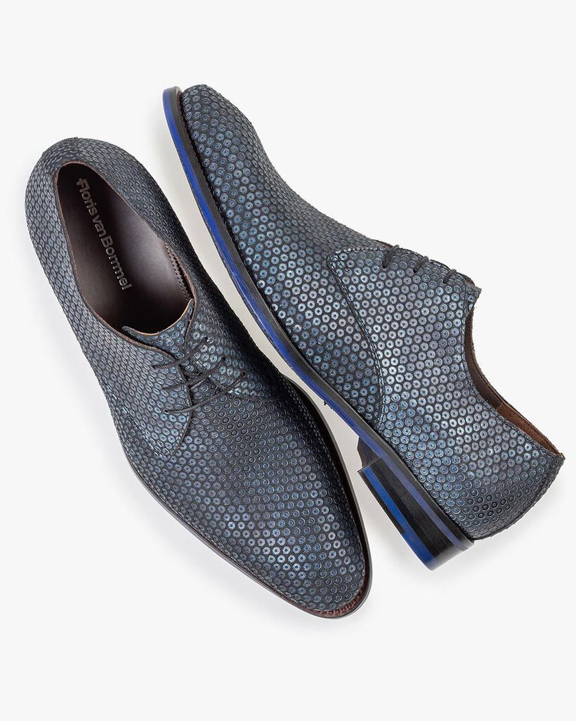 Lace shoe dark blue with print