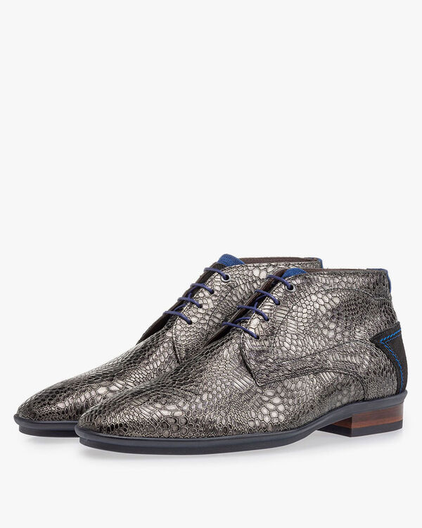 Lace boot with print grey