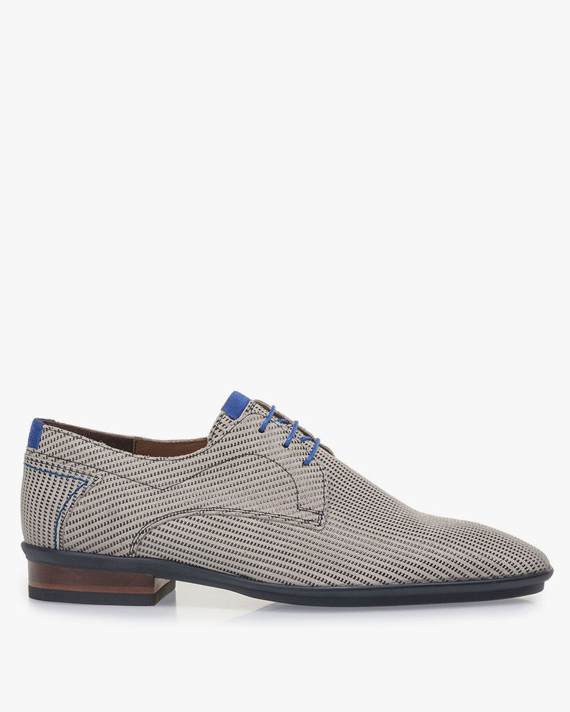 Beige suede leather lace shoe