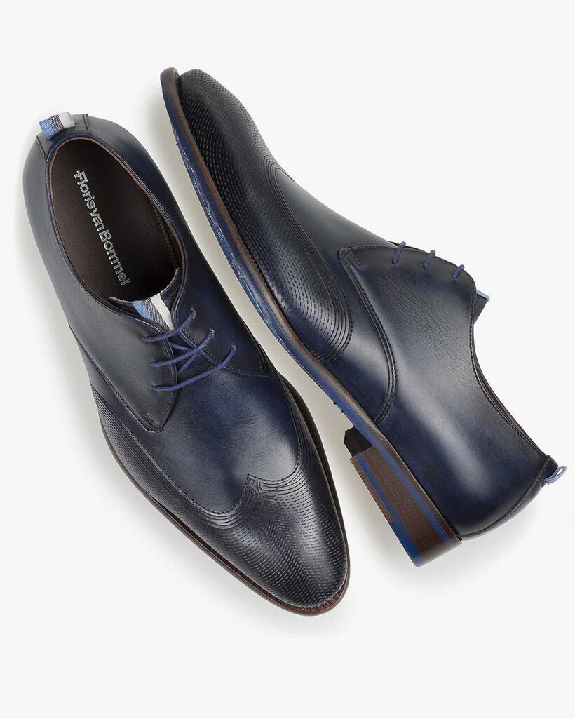 Lace shoe calf leather dark blue