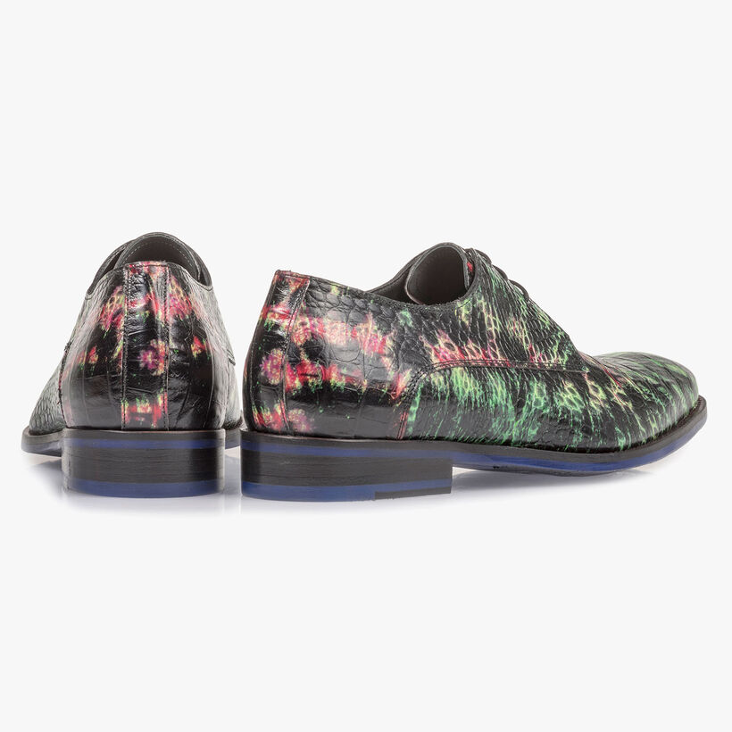 Premium green and pink leather lace shoe