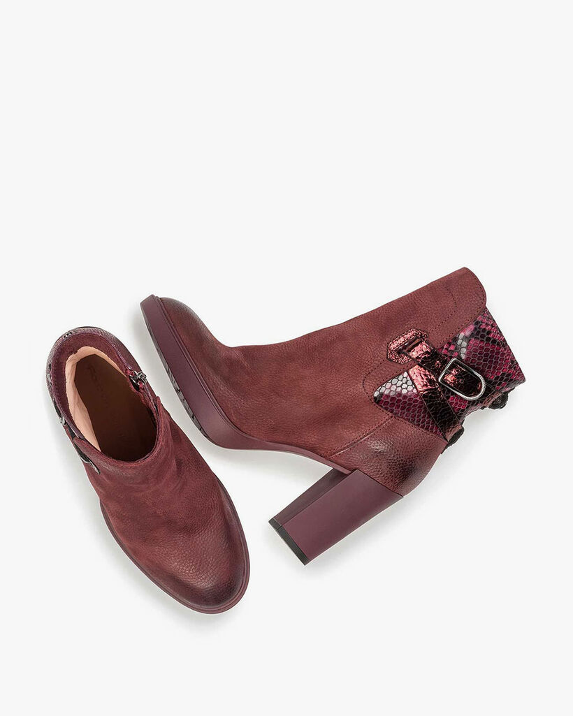 Red nubuck leather ankle boots