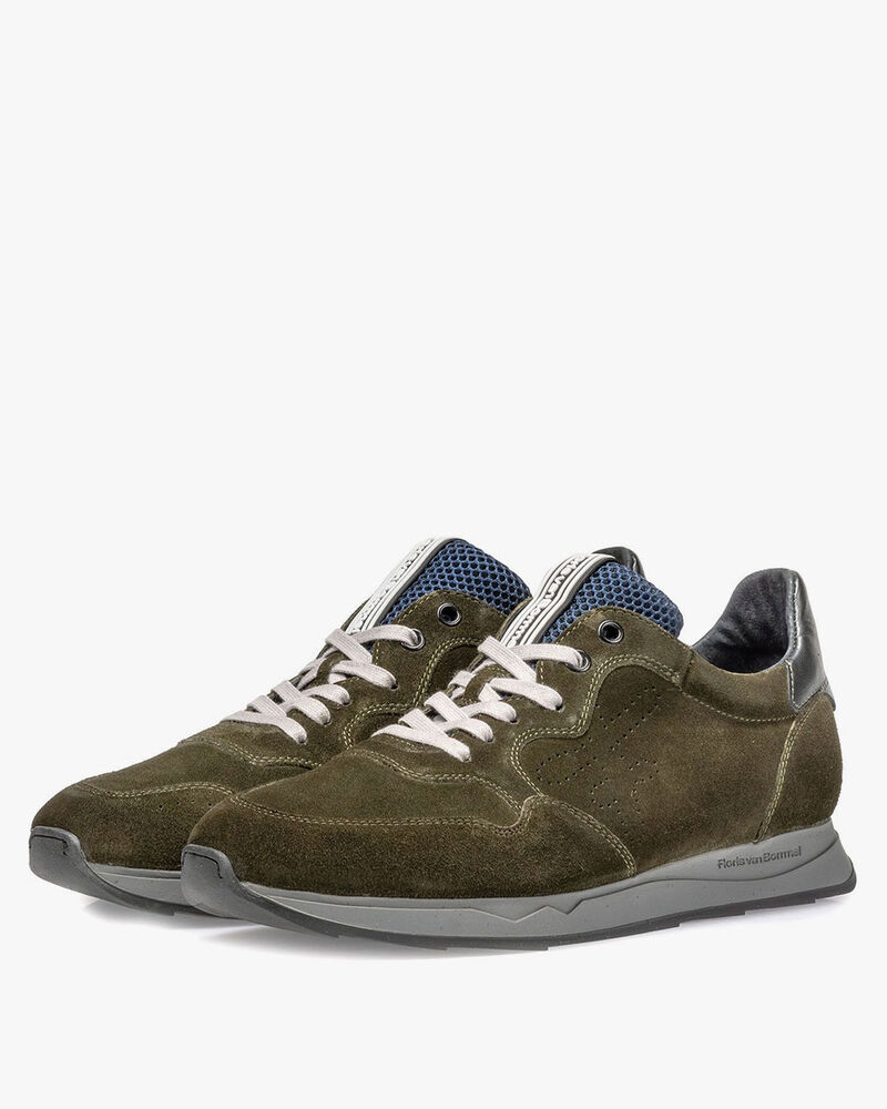 Sneaker suede leather dark green