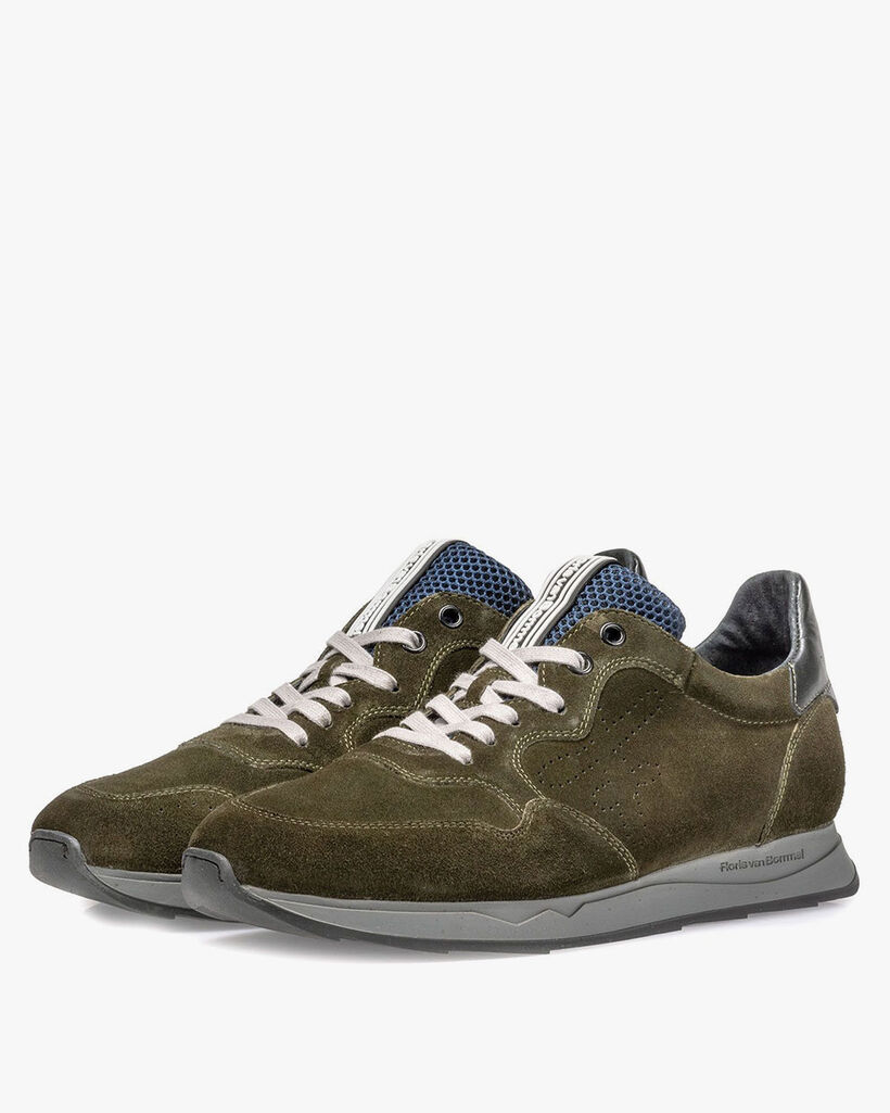 Sneaker suede leather dark green