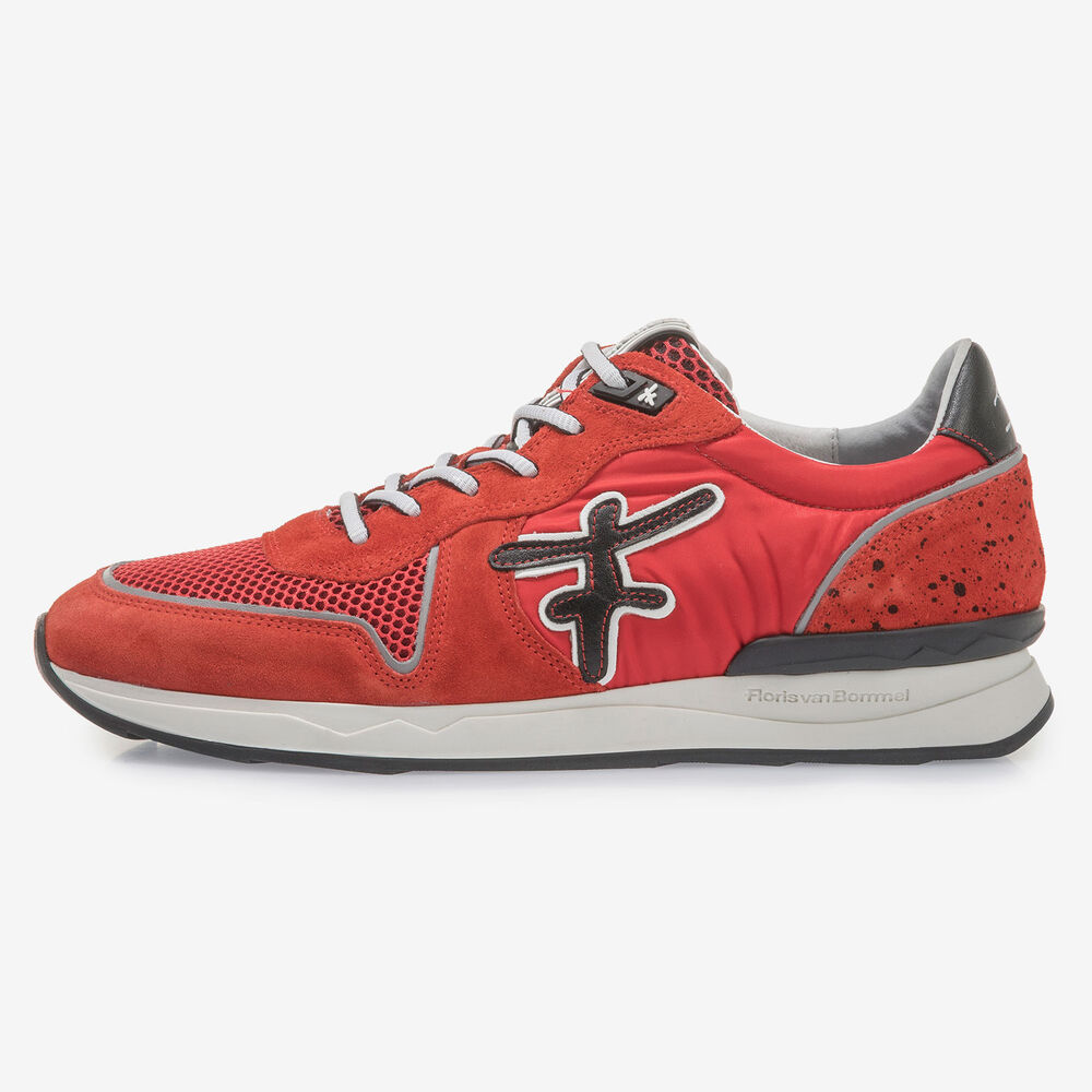Red suede leather sneaker