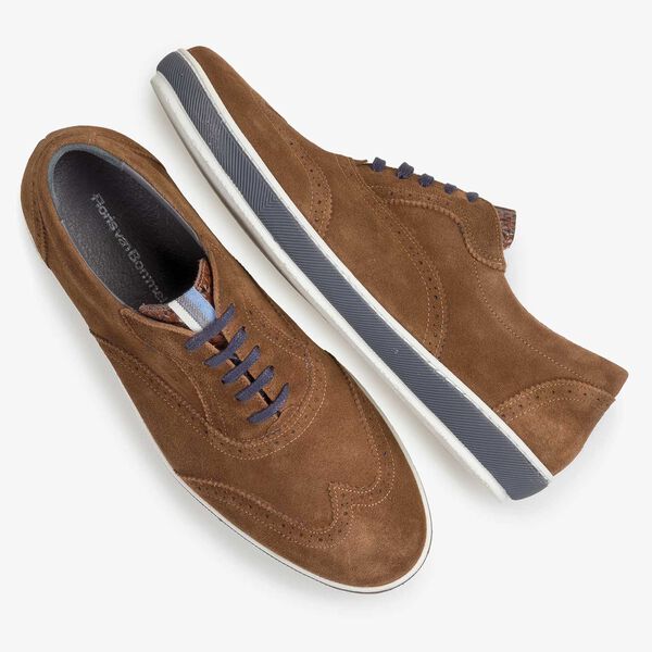 Brown suede leather brogue shoe