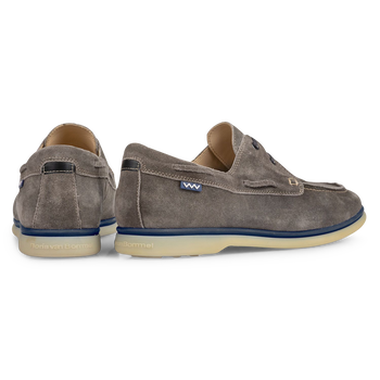 Boat shoe suede leather dark grey
