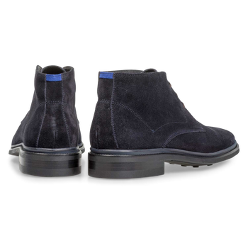 Lace boot suede leather blue