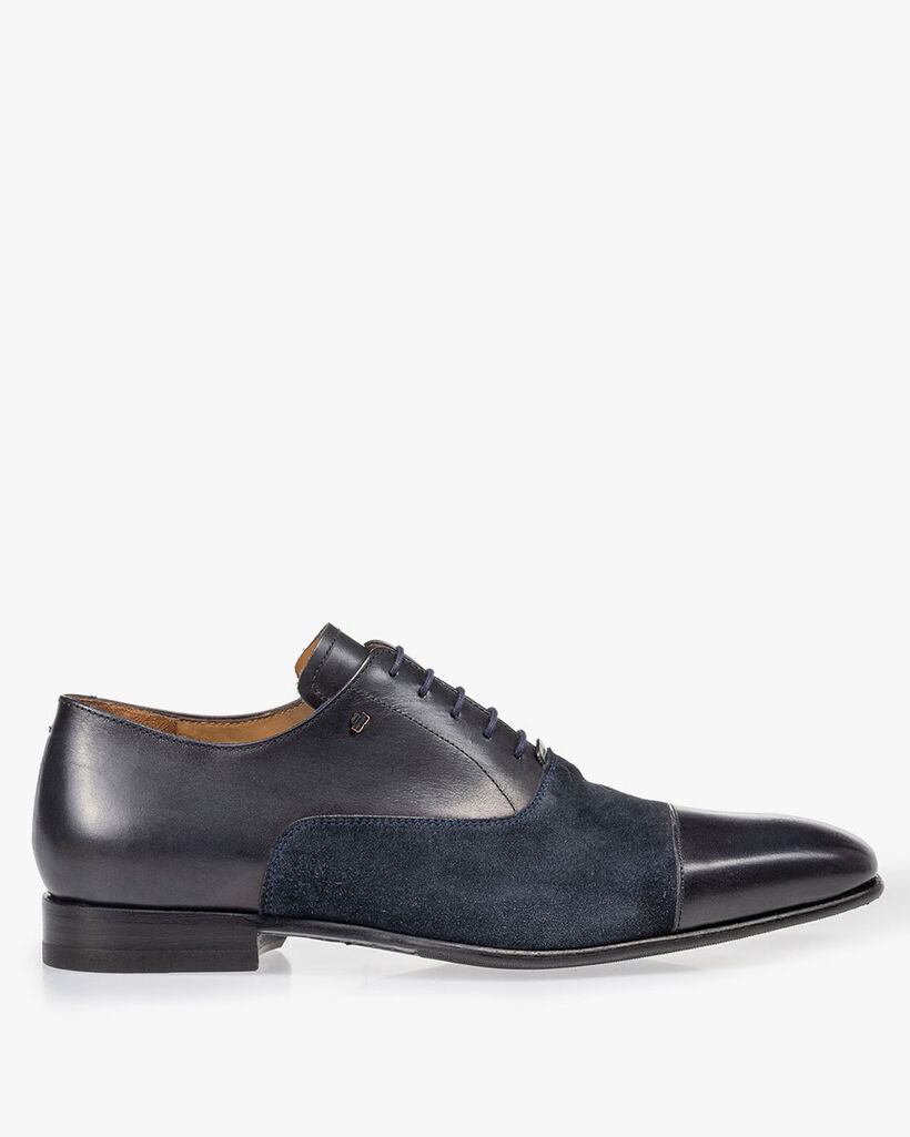 Lace shoe calf lather blue