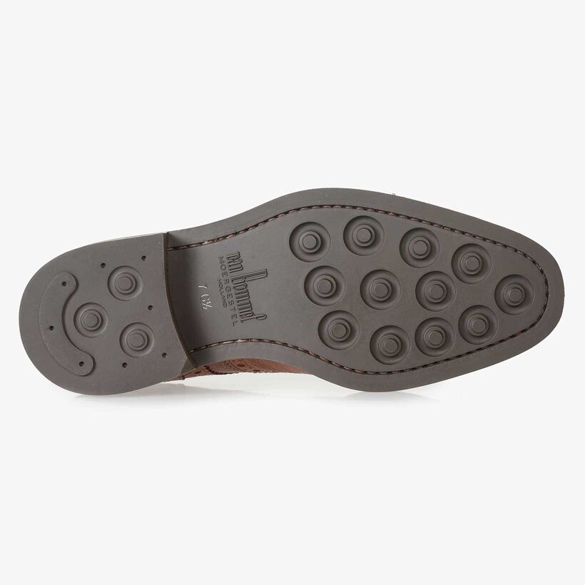 Cognac-coloured leather brogue lace shoe