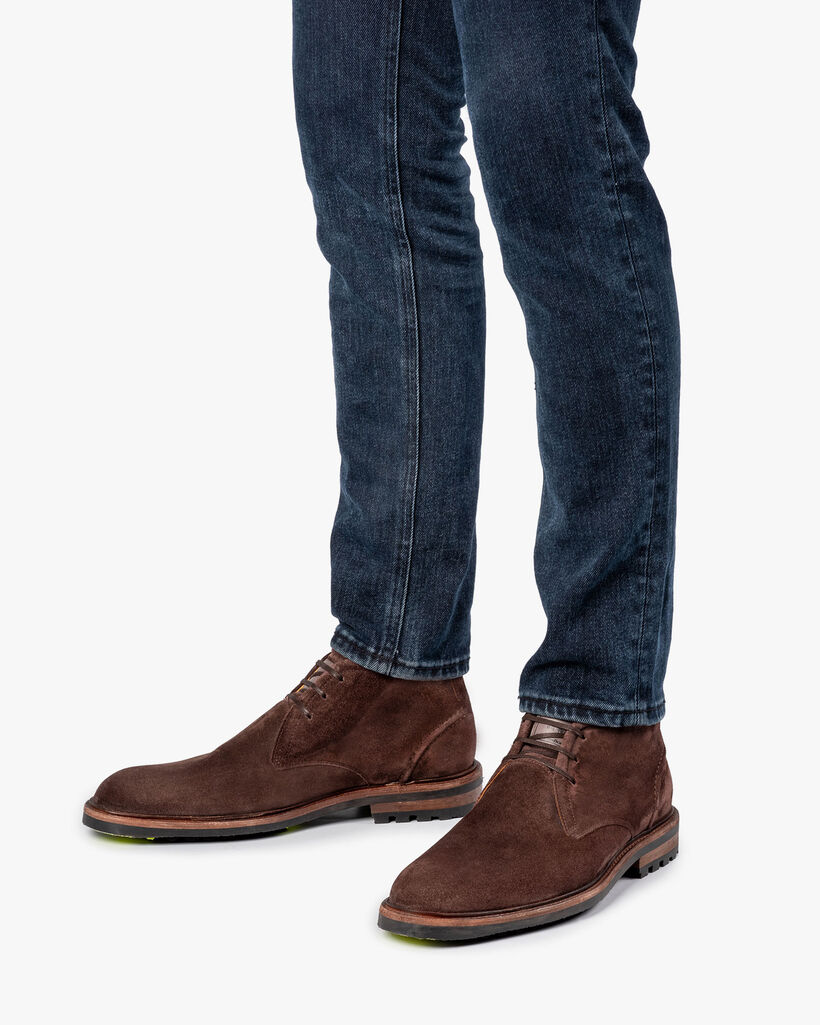 Lace boot suede leather brown