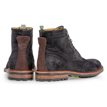 Boot black suede leather