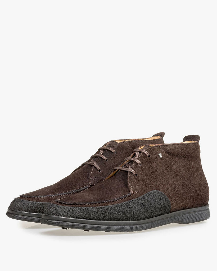 Mid-high suede leather lace boot