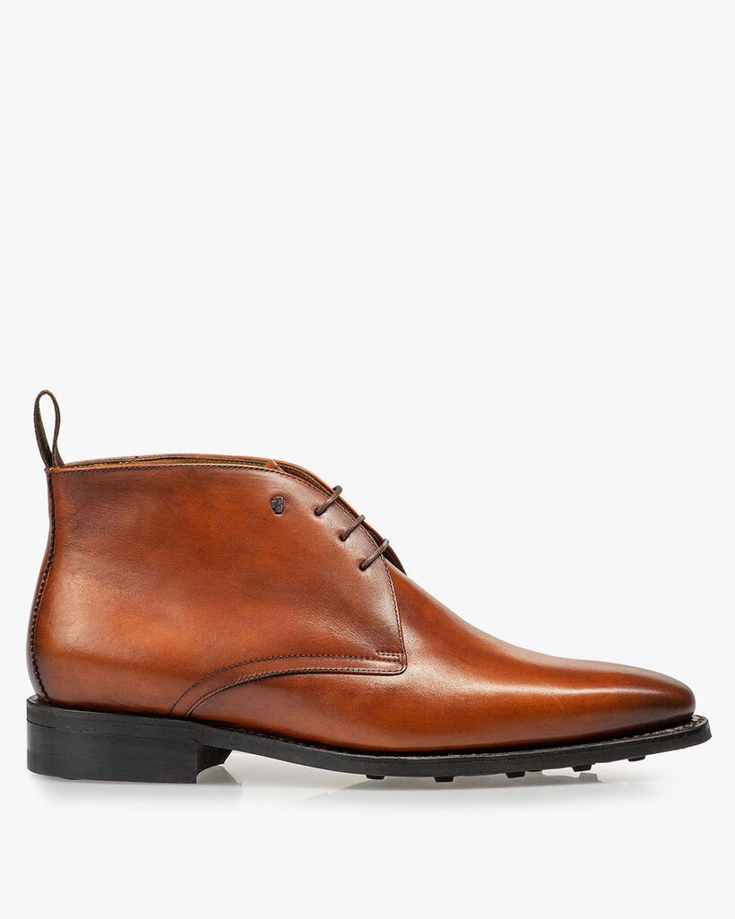Dark cognac-coloured lace boot