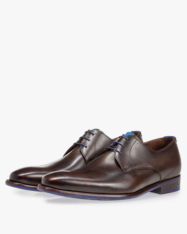 Lace shoe calf leather dark brown