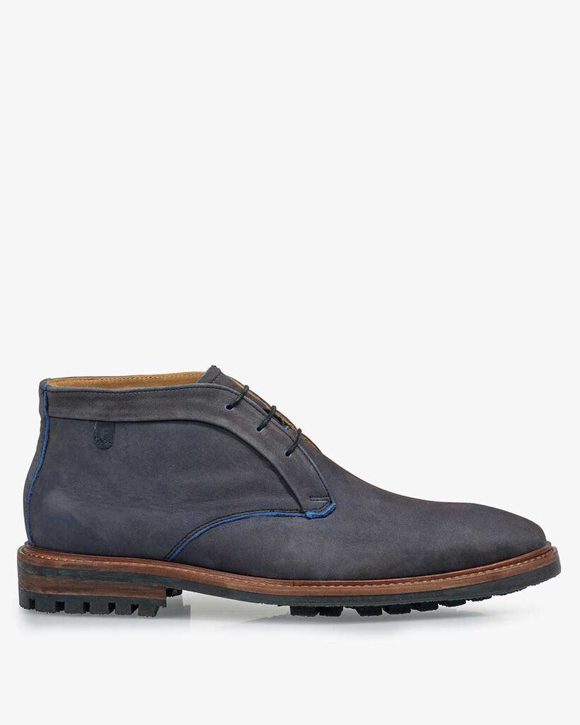 Lace boot nubuck leather dark blue