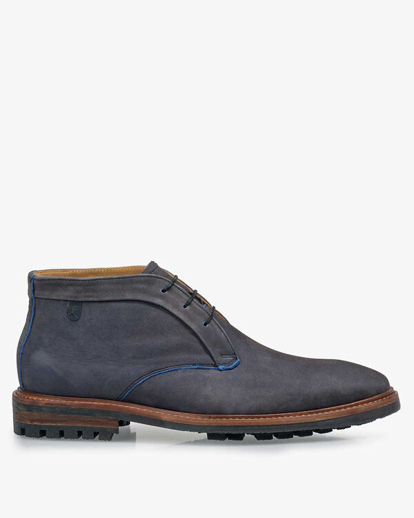 Lace boot nubuck leather dark blue