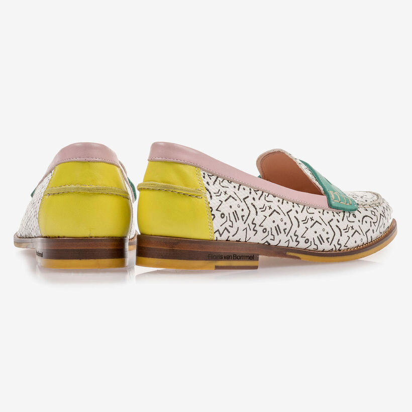 White loafer with black print