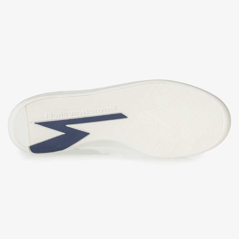 White calf leather sneaker with a subtle structural pattern