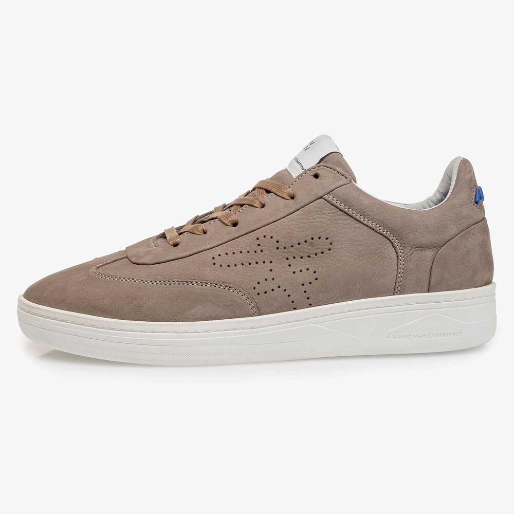 Taupe-coloured nubuck leather sneaker