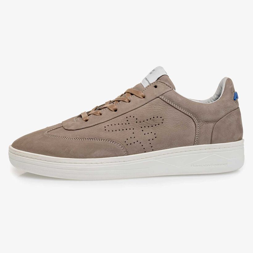 Taupe-coloured nubuck leather sneaker