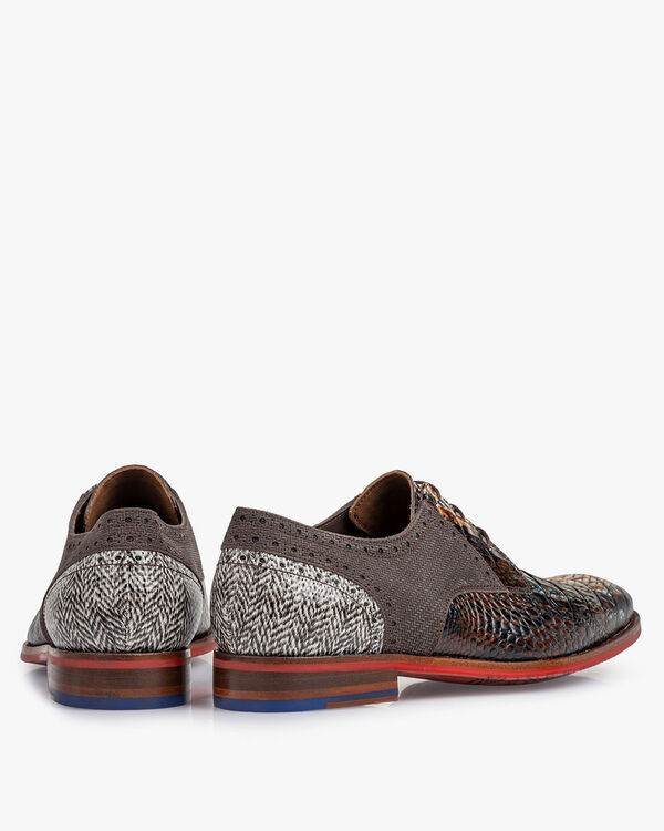 Lace shoe printed leather cognac