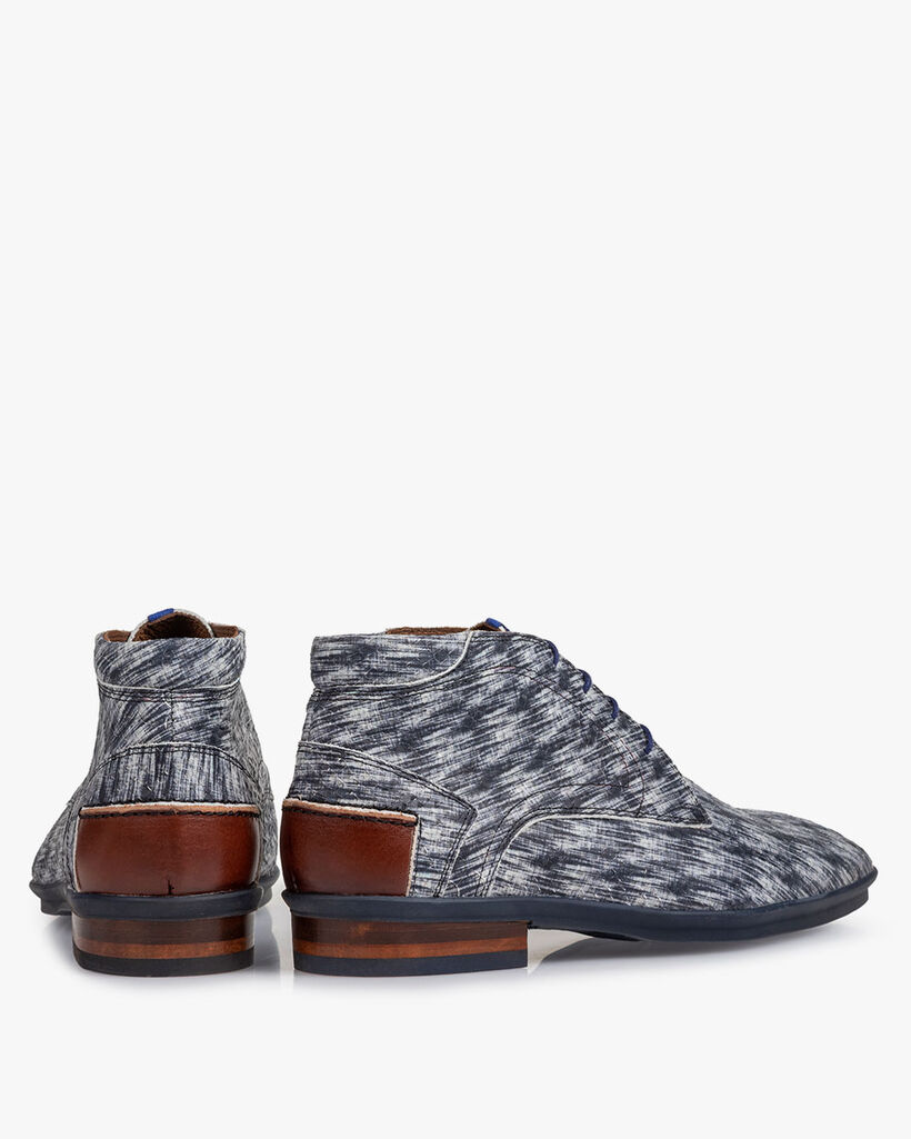 Boot nubuck leather black/white