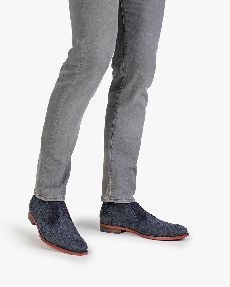 Lace shoe nubuck leather blue