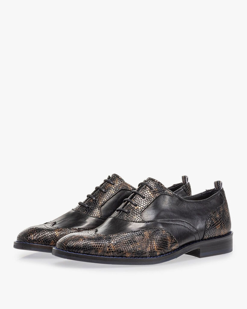Lace shoe croco print copper