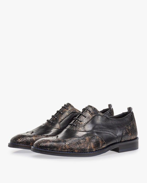 Lace shoe croco print copper