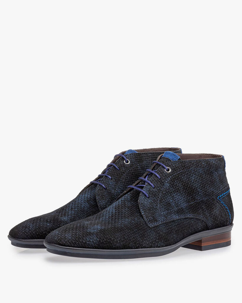 Lace boot blue with print
