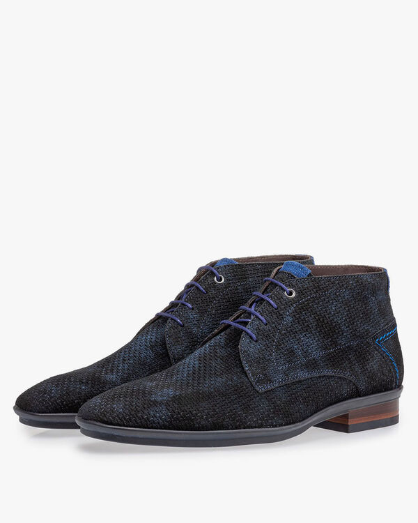 Lace boot blue with print