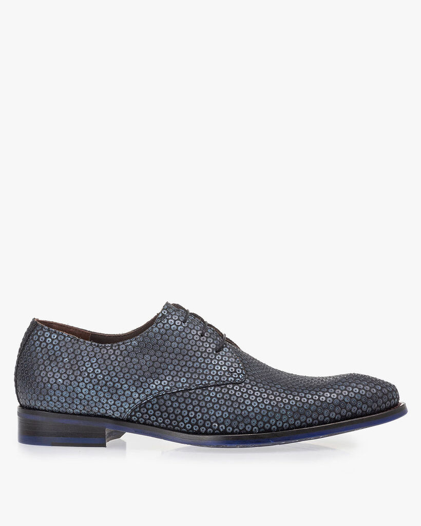 Lace shoe dark blue with print