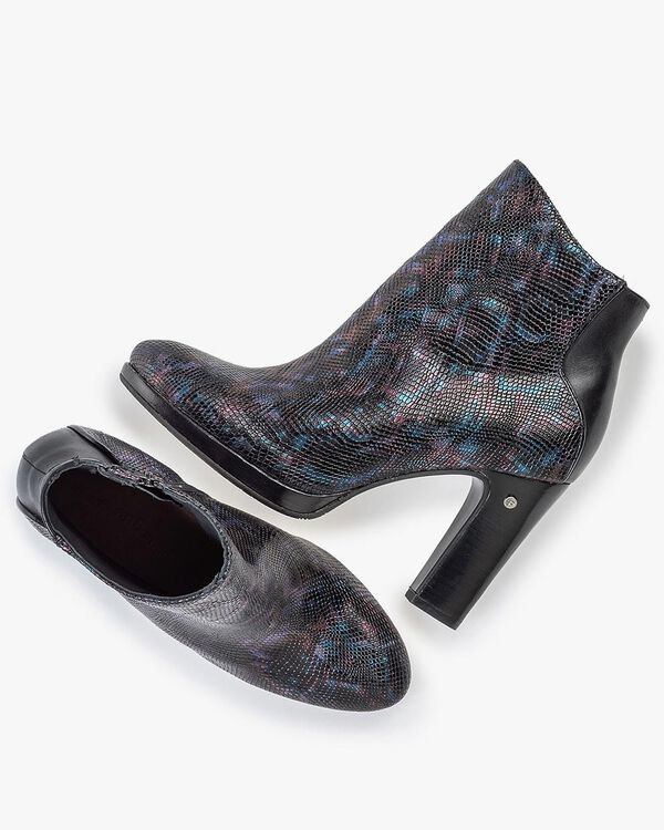 Ankle boot croco print blue