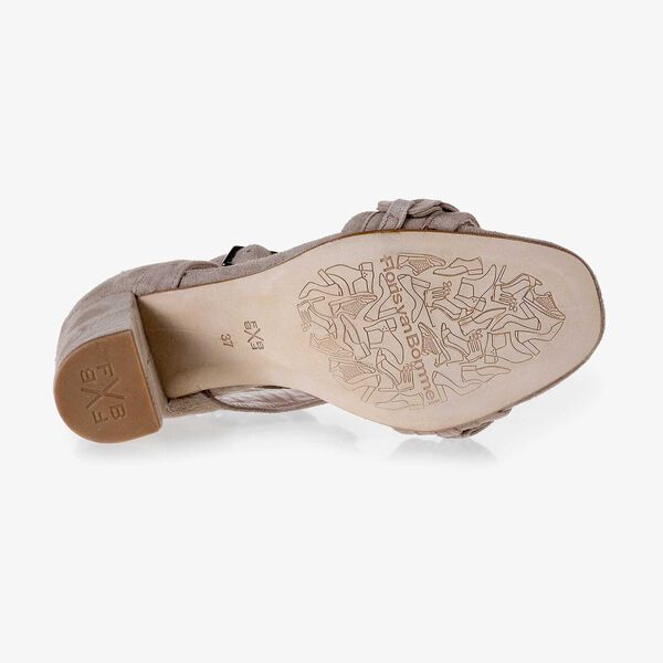 Taupe-coloured calf's suede leather sandal