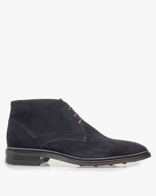 Lace boot suede leather blue