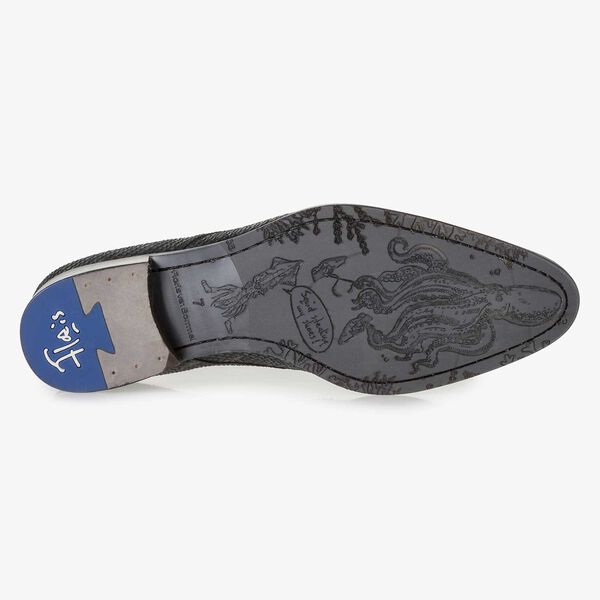 Blue leather lace shoe with snake print