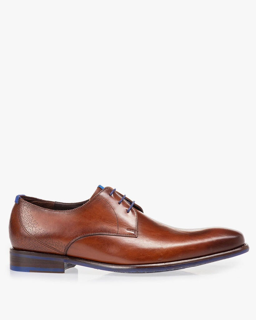 Lace shoe calf leather dark cognac