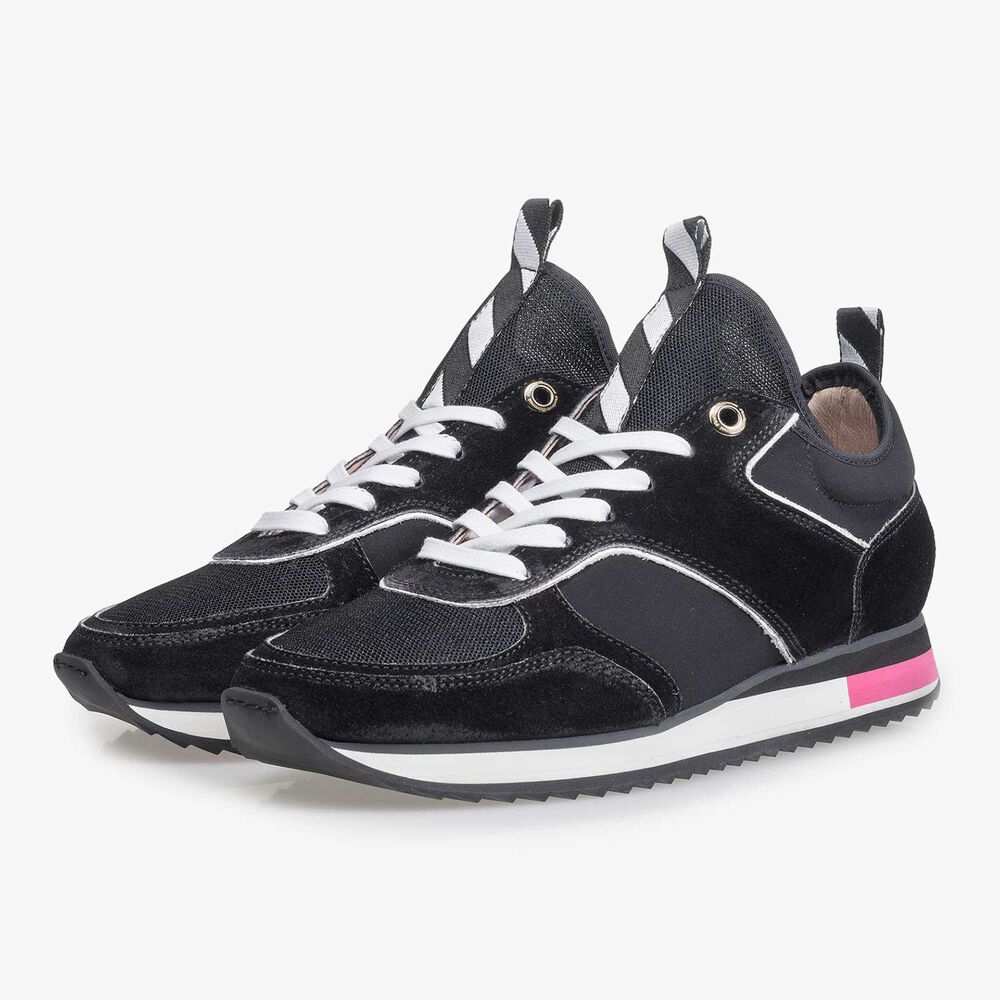 Black suede leather sneaker