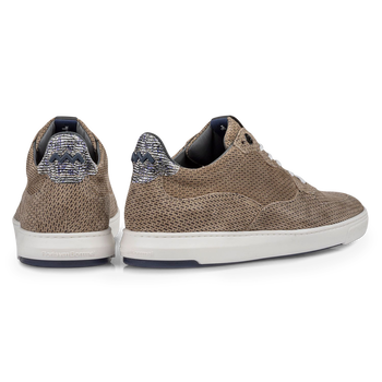 Sneaker printed suede leather sand-coloured