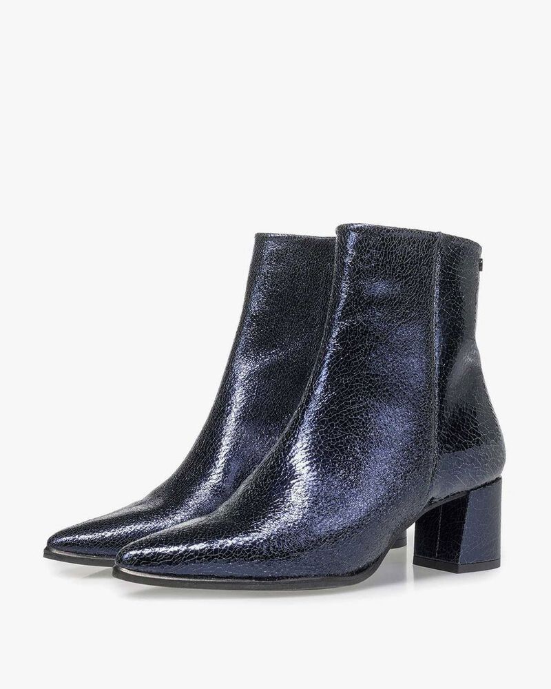 Dark blue ankle boots metallic print