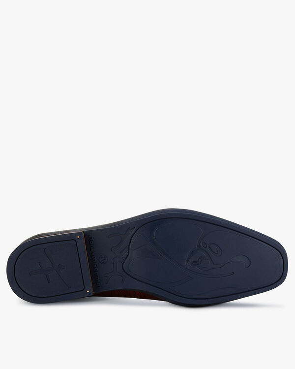 Lace boot printed leather cognac