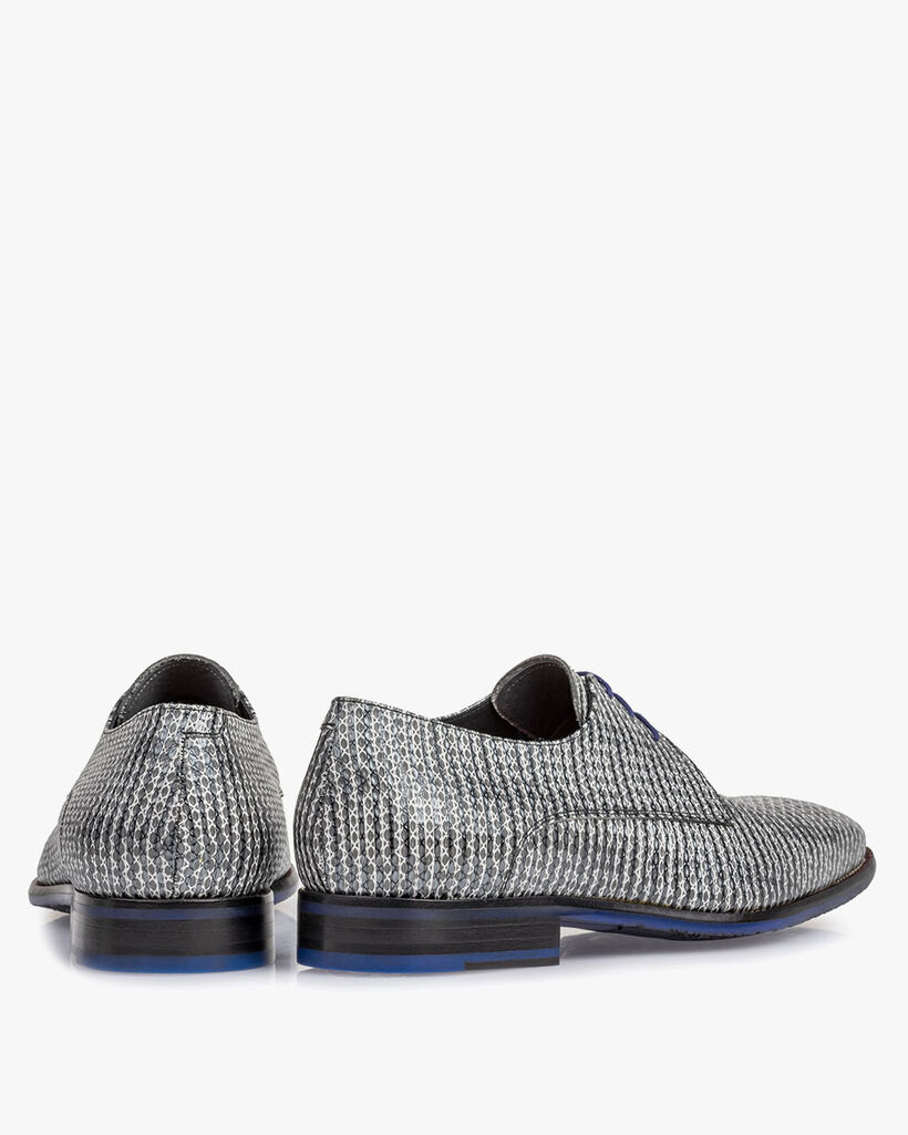 Lace shoe metallic with print grey